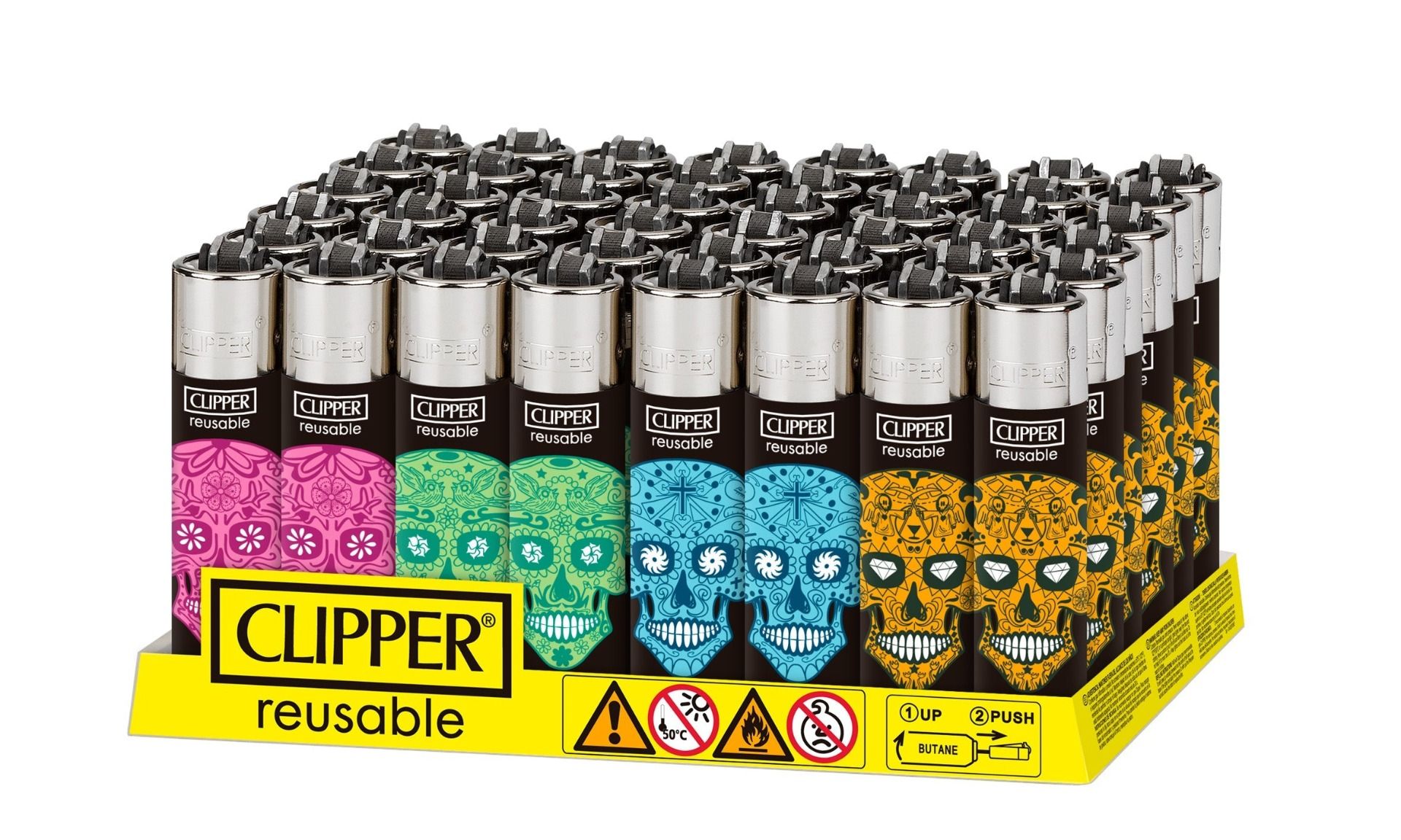 CLIPPER LIGHTER REUSABLE 48/DISPLAY SKULL 42066