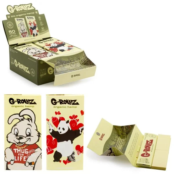 GROLLZ PAPERS ORGANIC EXTRA THIN K/S W/TIPS+TRAY 50/Pk 16Pk/Box BANKSYS GRAFFITI BG72A-DIS