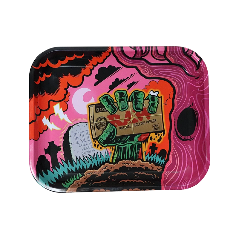 RAW ROLLING TRAY ZOMBIE METAL LARGE 90568