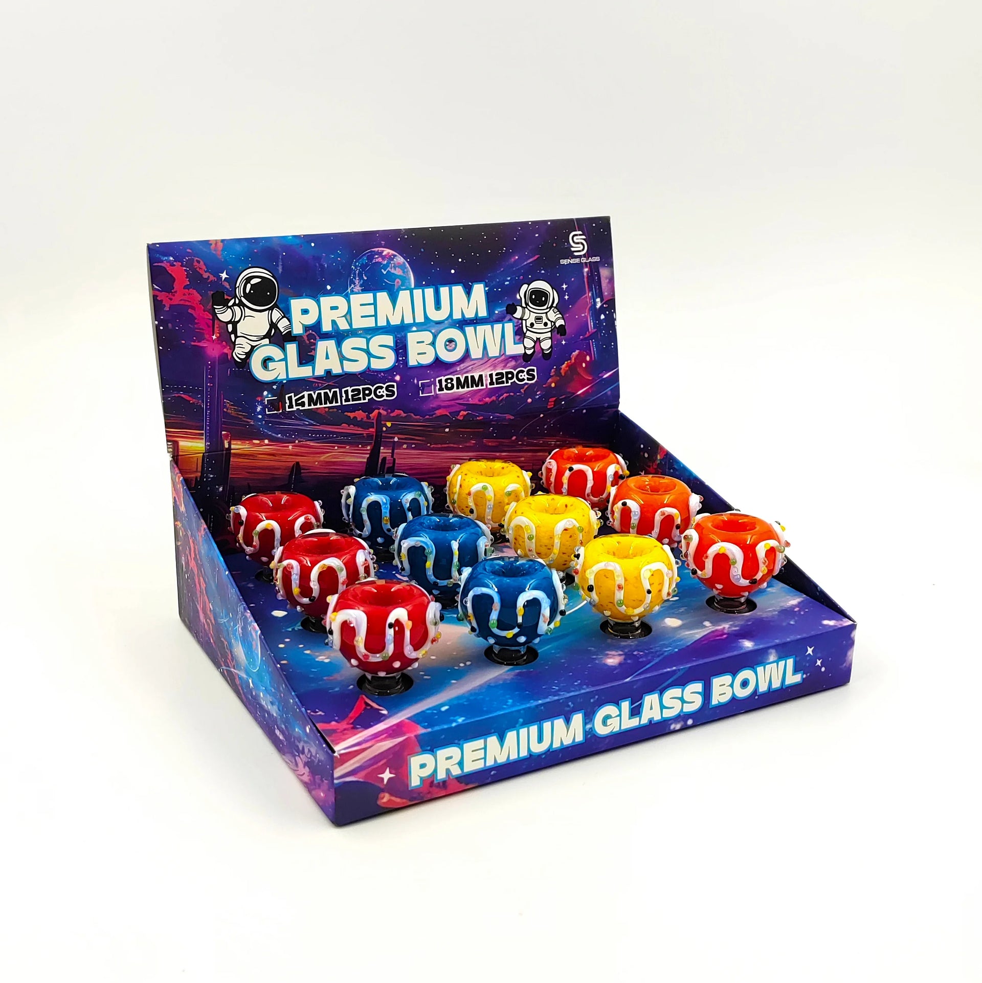 SENSE GLASS PREMIUM GLASS BOWL 14mm MALE 12ct/DISPLAY (SGB-06) 457652