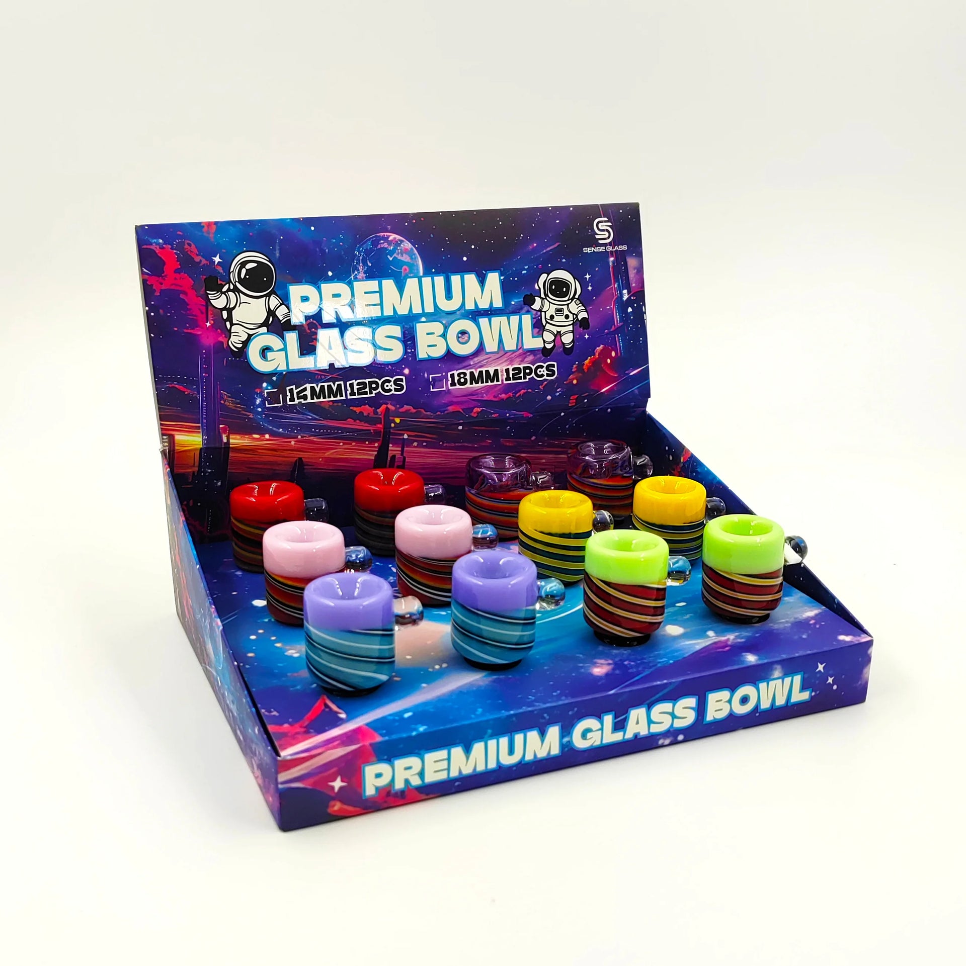 SENSE GLASS PREMIUM GLASS BOWL 14mm MALE 12ct/DISPLAY (SGB-04) 457010