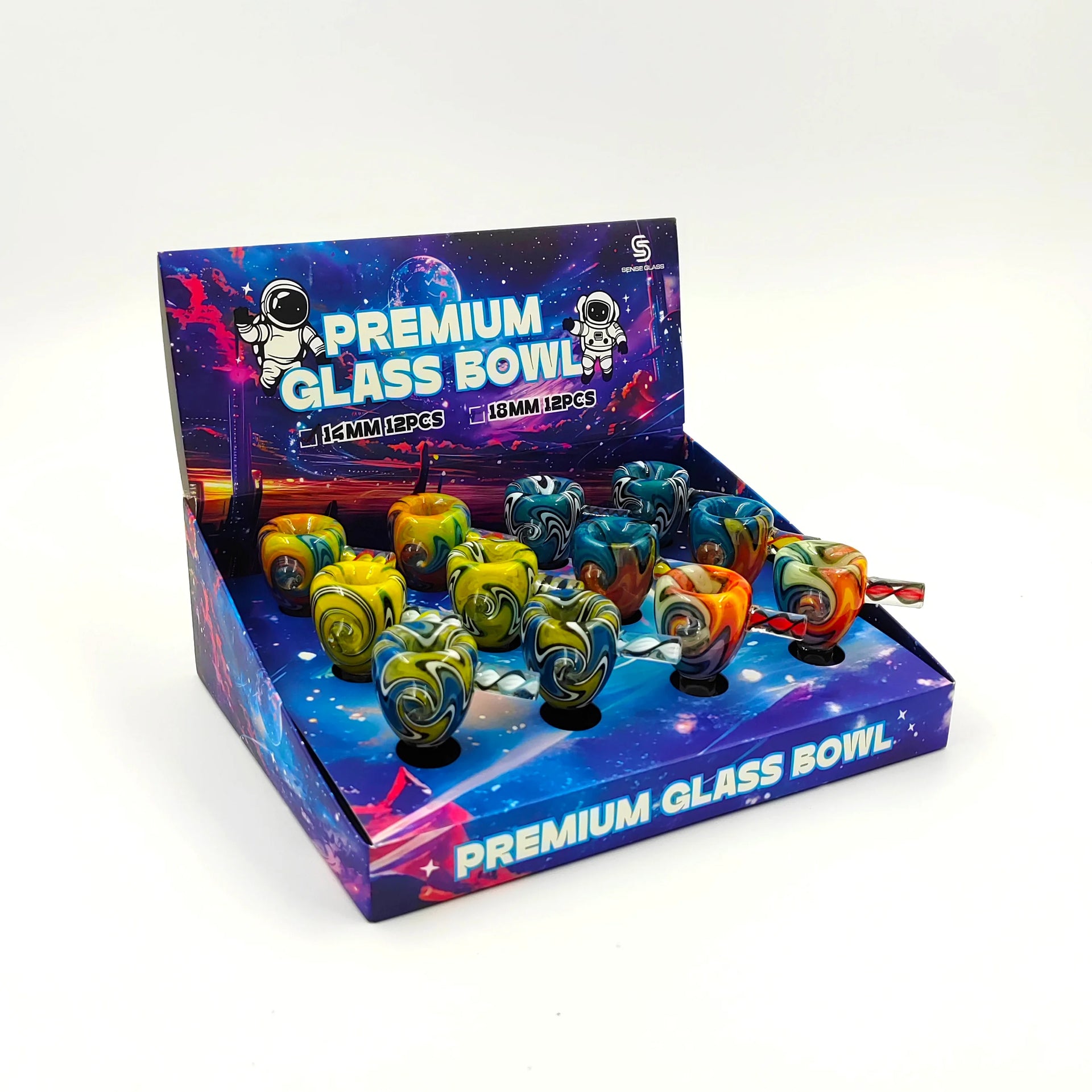 SENSE GLASS PREMIUM GLASS BOWL 14mm MALE 12ct/DISPLAY (SGB-17) 457270