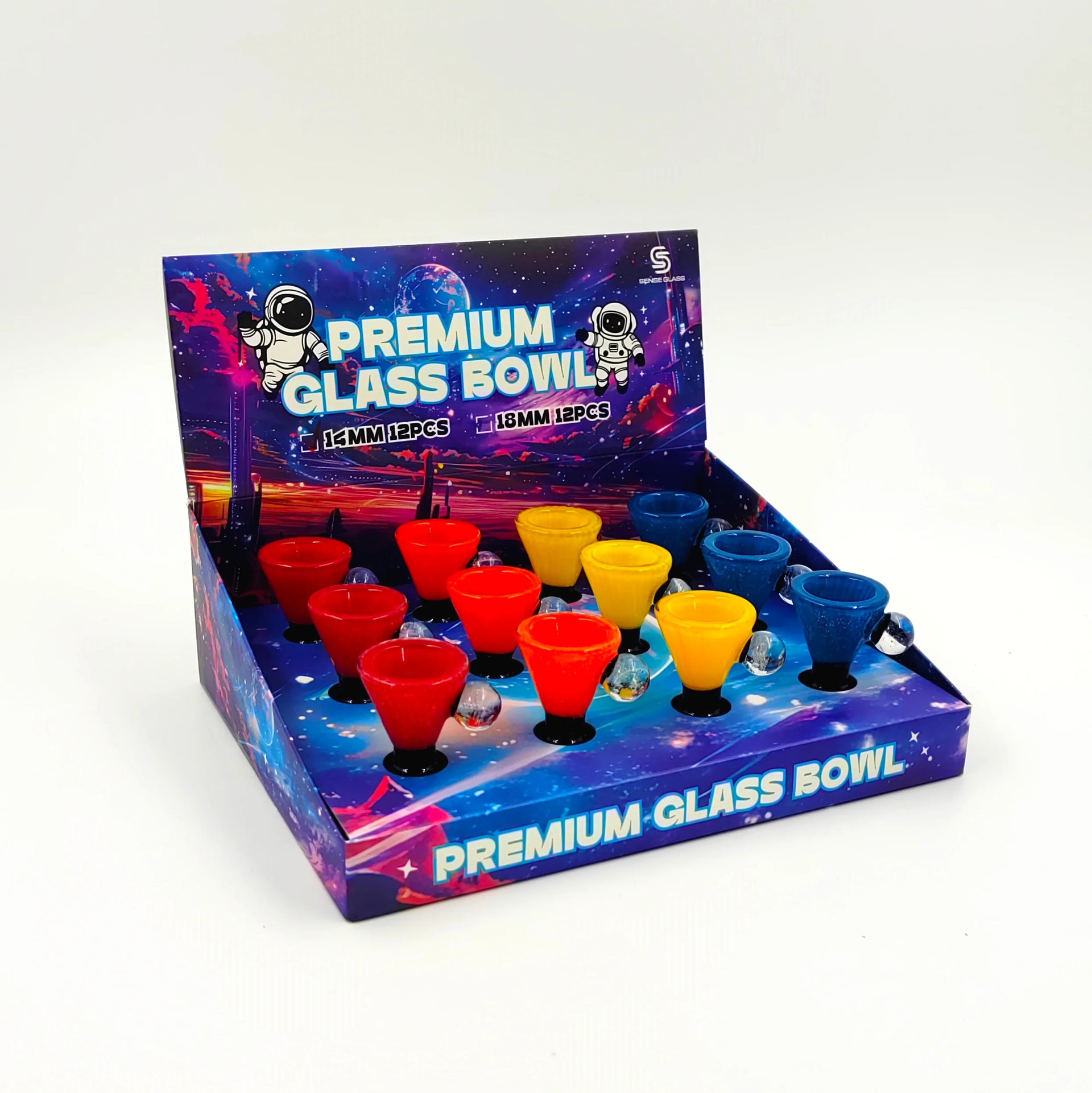 SENSE GLASS PREMIUM GLASS BOWL 14mm MALE 12ct/DISPLAY (SGB-28) 457478