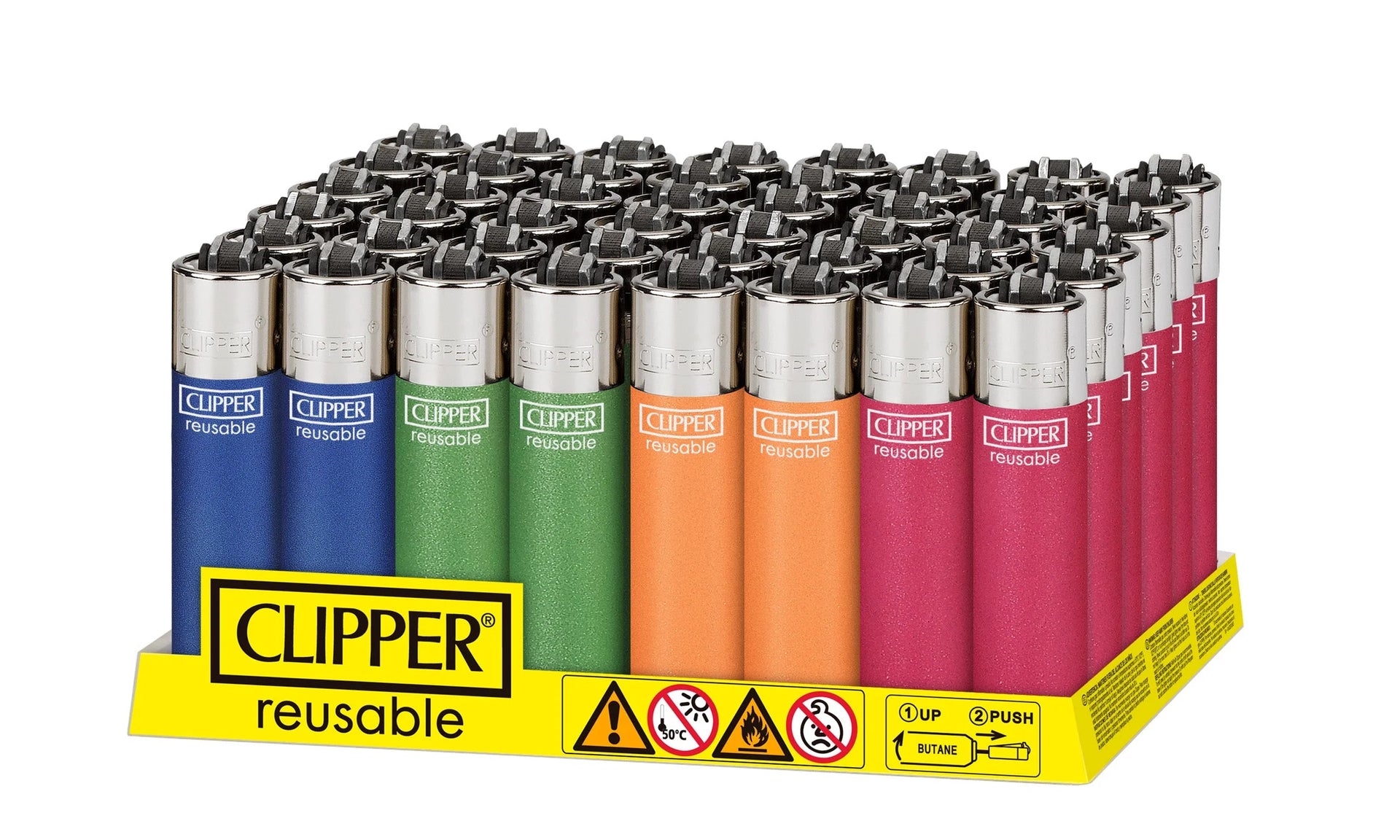 CLIPPER LIGHTER REUSABLE 48/DISPLAY METALLIC FLUID 42226
