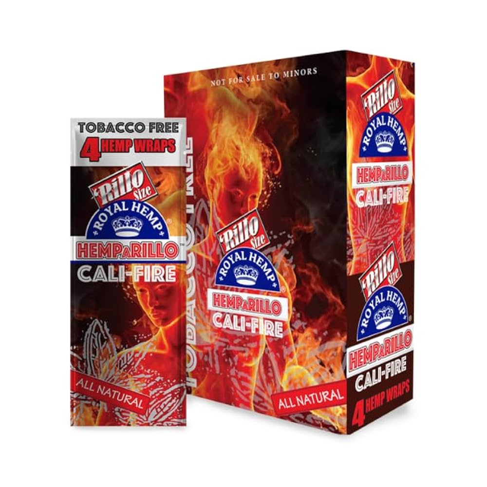 ROYAL BLUNTS HEMP A RILLO HEMP WRAPS 4PK 15PK/BOX CALI FIRE