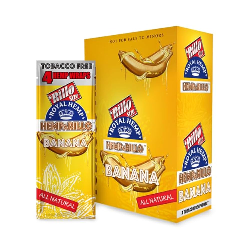 ROYAL BLUNTS HEMP A RILLO HEMP WRAPS 4PK 15PK/BOX BANANA