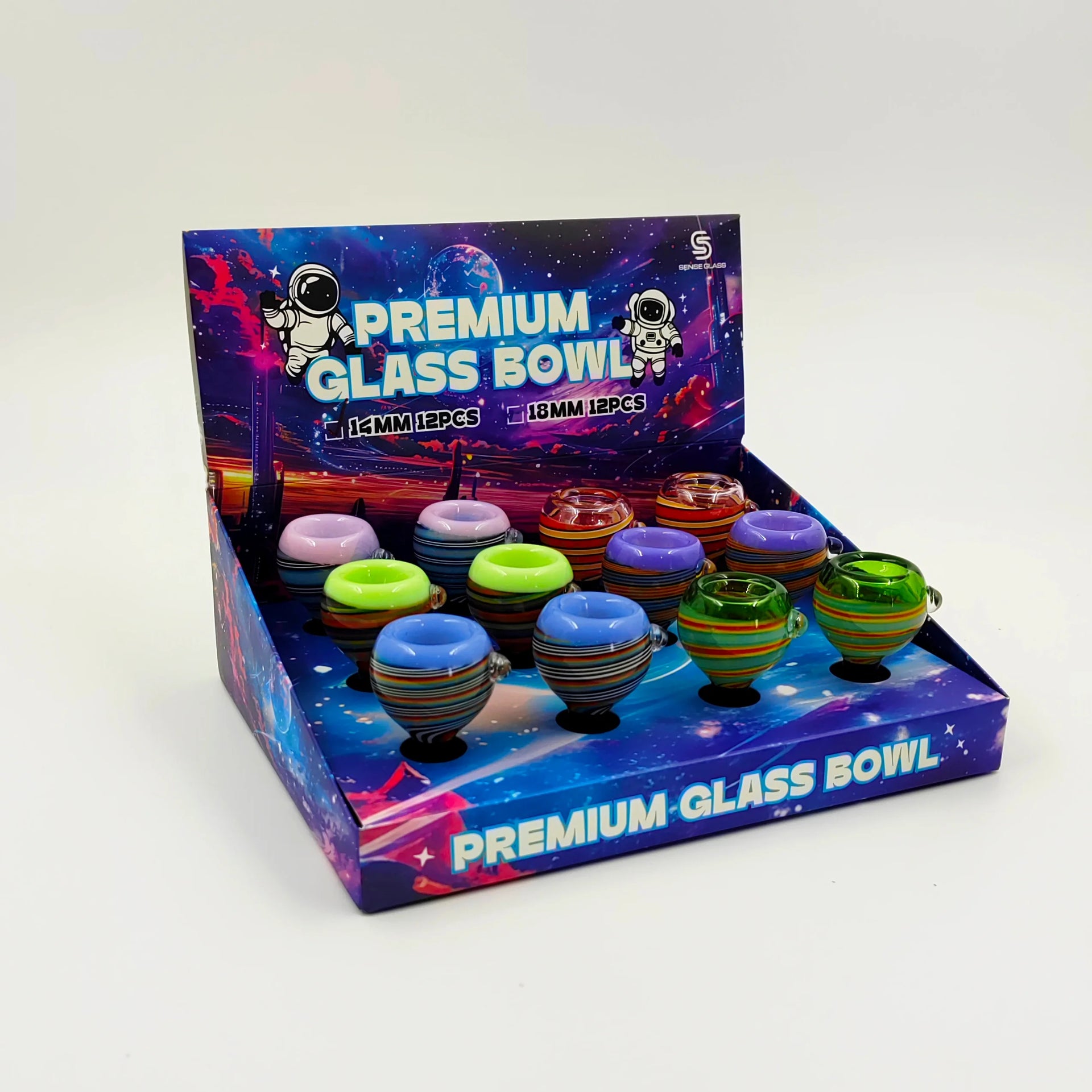 SENSE GLASS PREMIUM GLASS BOWL 14mm MALE 12ct/DISPLAY (SGB-08) 457072