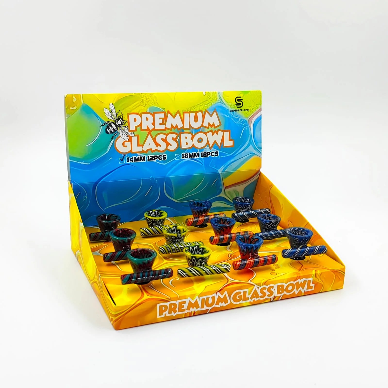 SENSE GLASS PREMIUM GLASS BOWL 14mm MALE 12ct/DISPLAY (SGB-19) 457515