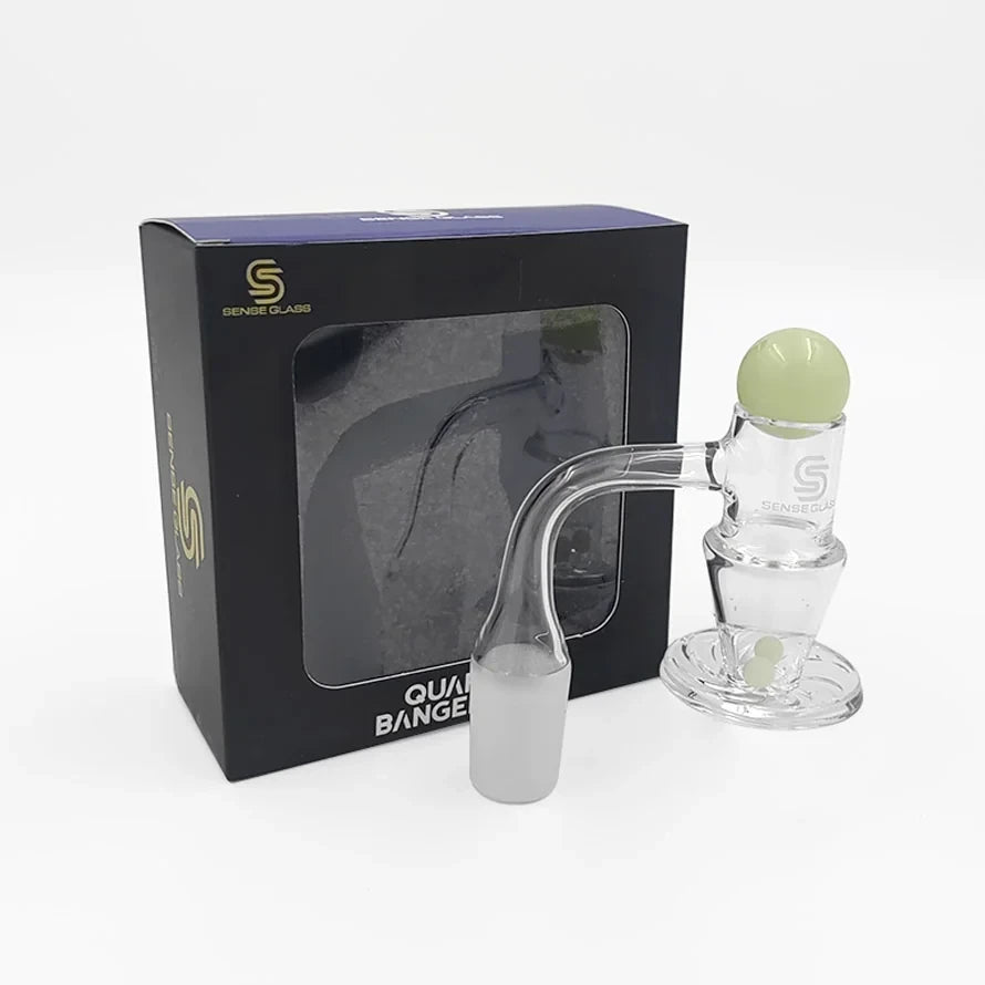 SENSE GLASS QUARTZ BANGER W/LUMINOUS PEARL 19mm MALE 90ø KIT 10 95328