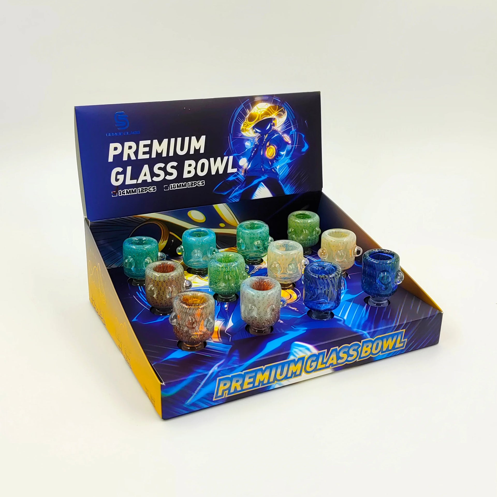 SENSE GLASS PREMIUM GLASS BOWL 14mm MALE 12ct/DISPLAY (SGB-26) 457638