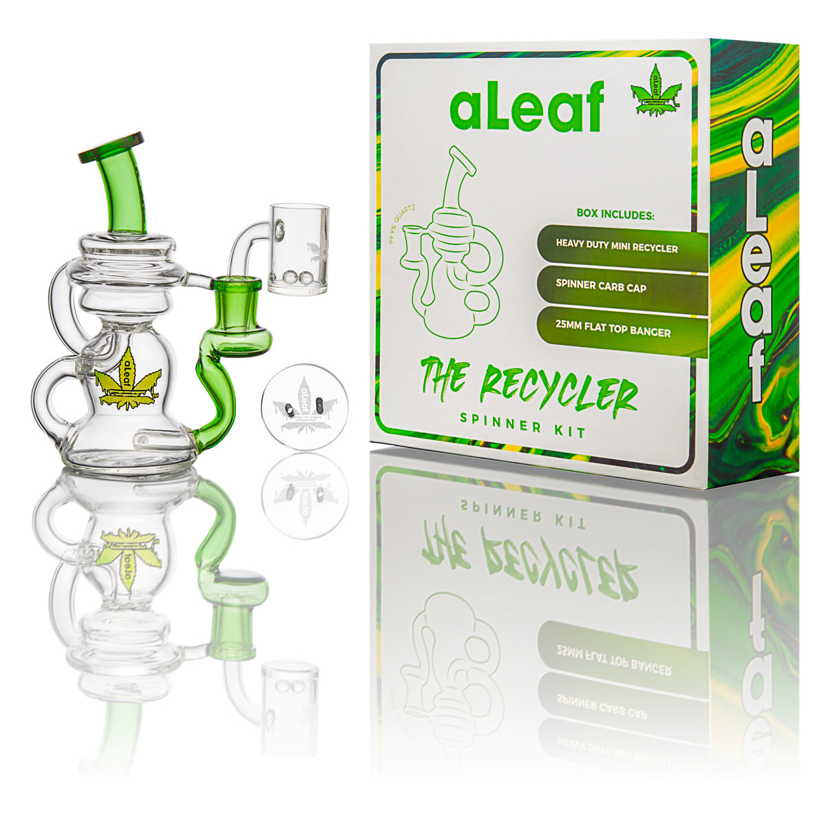 ALEAF WATERPIPE THE RECYCLER SPINNER KIT W/25MM BANGER ALSK1008 GREEN
