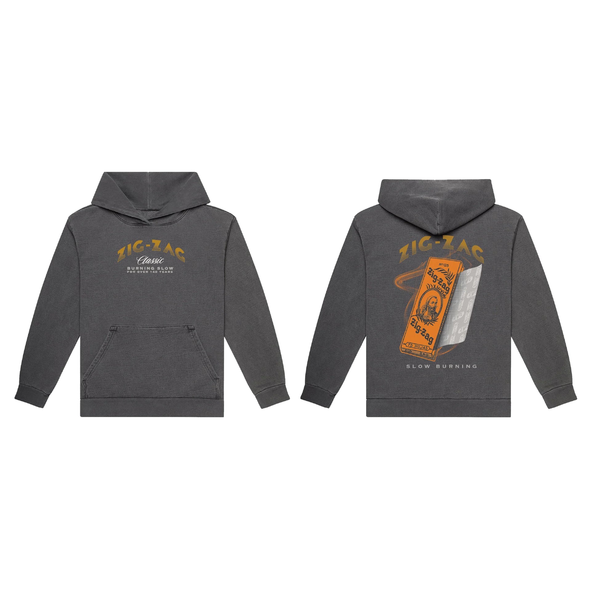 ZIG-ZAG HOODIE FRENCH ORANGE - VINTAGE BLACK LARGE