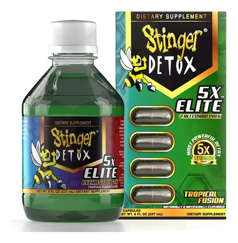 STINGER DETOX 5X ELITE W/4 CAPSULES 8oz TROPICAL FUSION