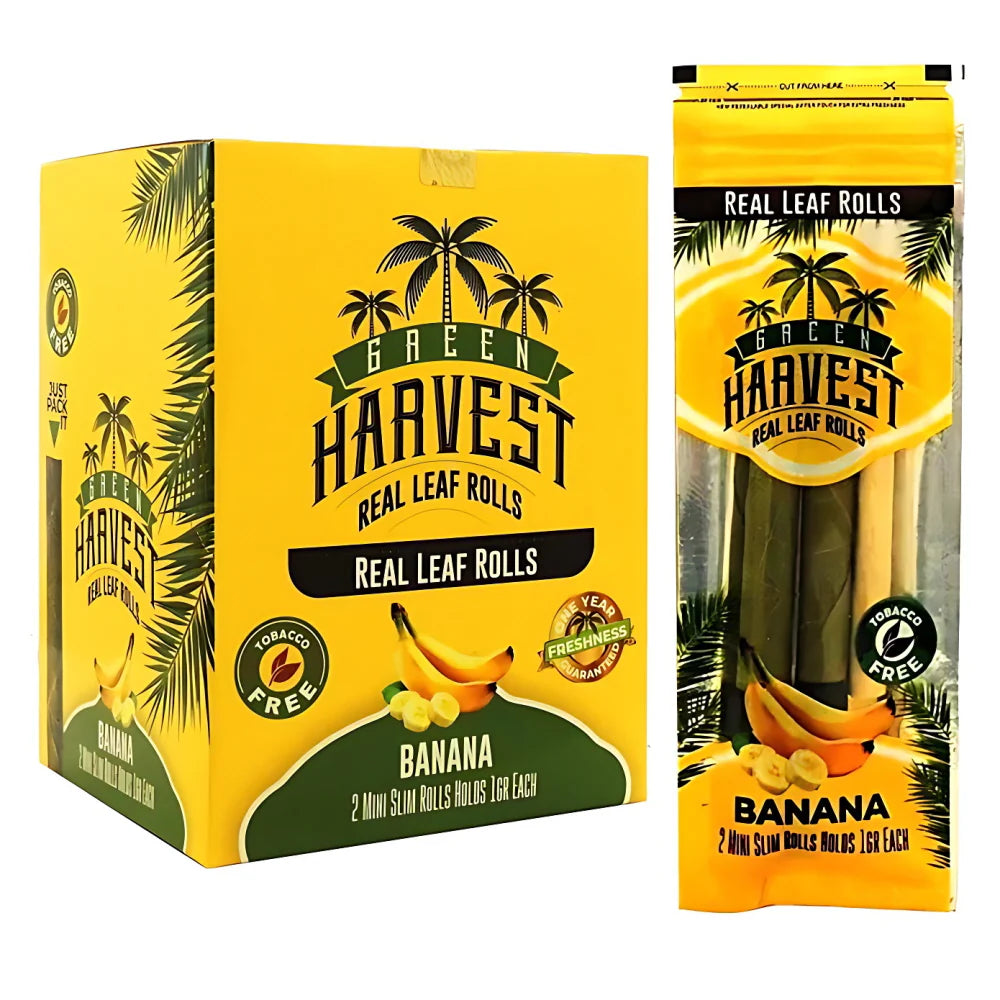 GREEN HARVEST 2 MINI SLIM ROLL 2CT/PK 20PK/DISPLAY BANANA