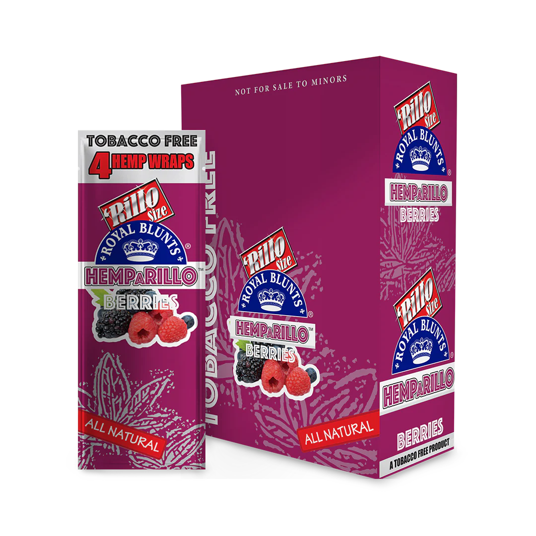 ROYAL BLUNTS HEMP A RILLO HEMP WRAPS 4PK 15PK/BOX BERRIES