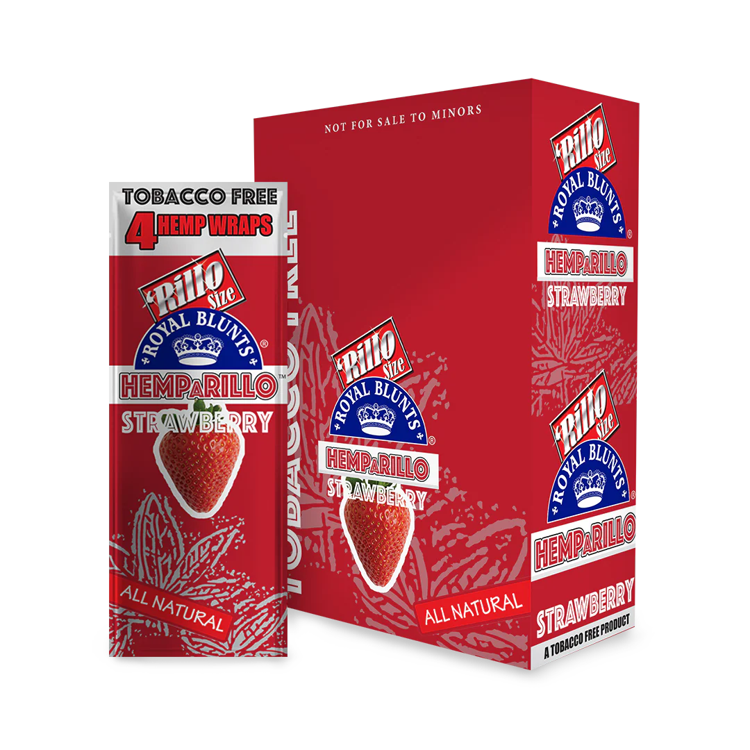 ROYAL BLUNTS HEMP A RILLO HEMP WRAPS 4PK 15PK/BOX STRAWBERRY