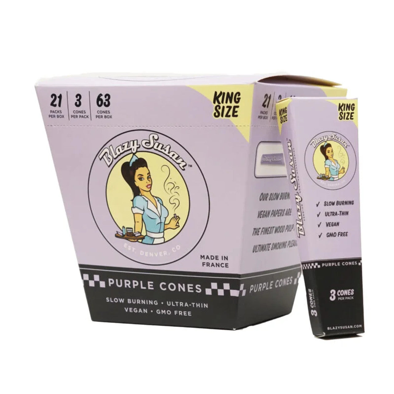 BLAZY SUSAN PURPLE CONES K/S 3 CONES/PK 21PK/BOX 63 CONES/BOXÿ