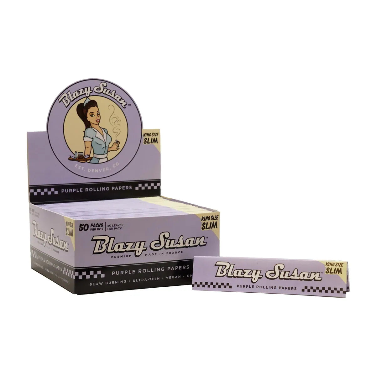 BLAZY SUSAN KING SIZE SLIM PAPERS 50/DISPLAY PURPLE