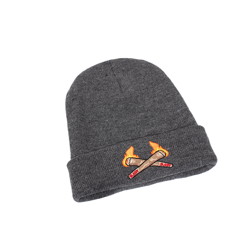 RAW BEANIE GREY BURNING CONE 97413