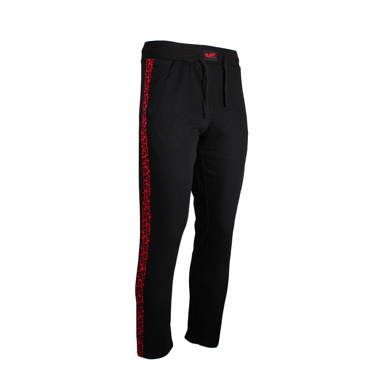 RAW BLACK SWEATPANTS W/RED SIDE LOGO SMALL
