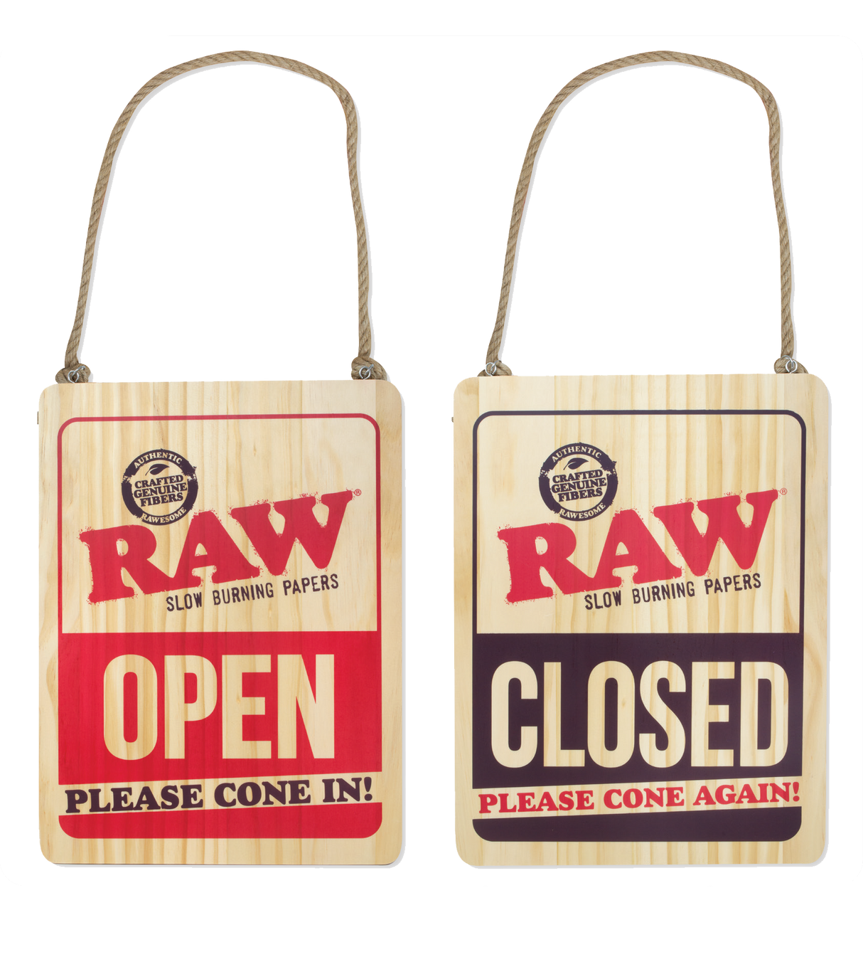 RAW OPEN/CLOSED SIGN WOOD 12