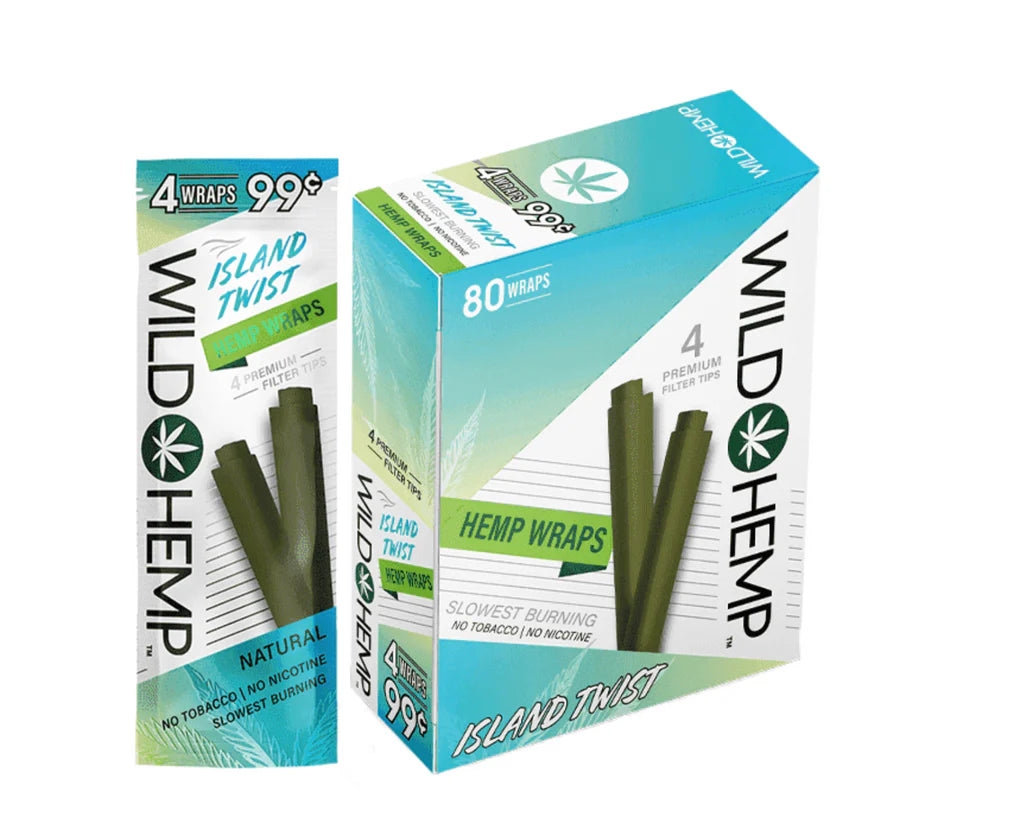 WILD HEMP WRAPS 4/PK 20PK/DISPLAYÿISLAND TWIST