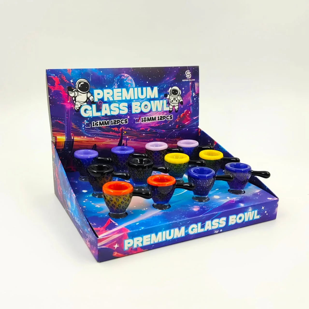 SENSE GLASS PREMIUM GLASS BOWL 18mm MALE 12ct/DISPLAY (SGB-18) 457041