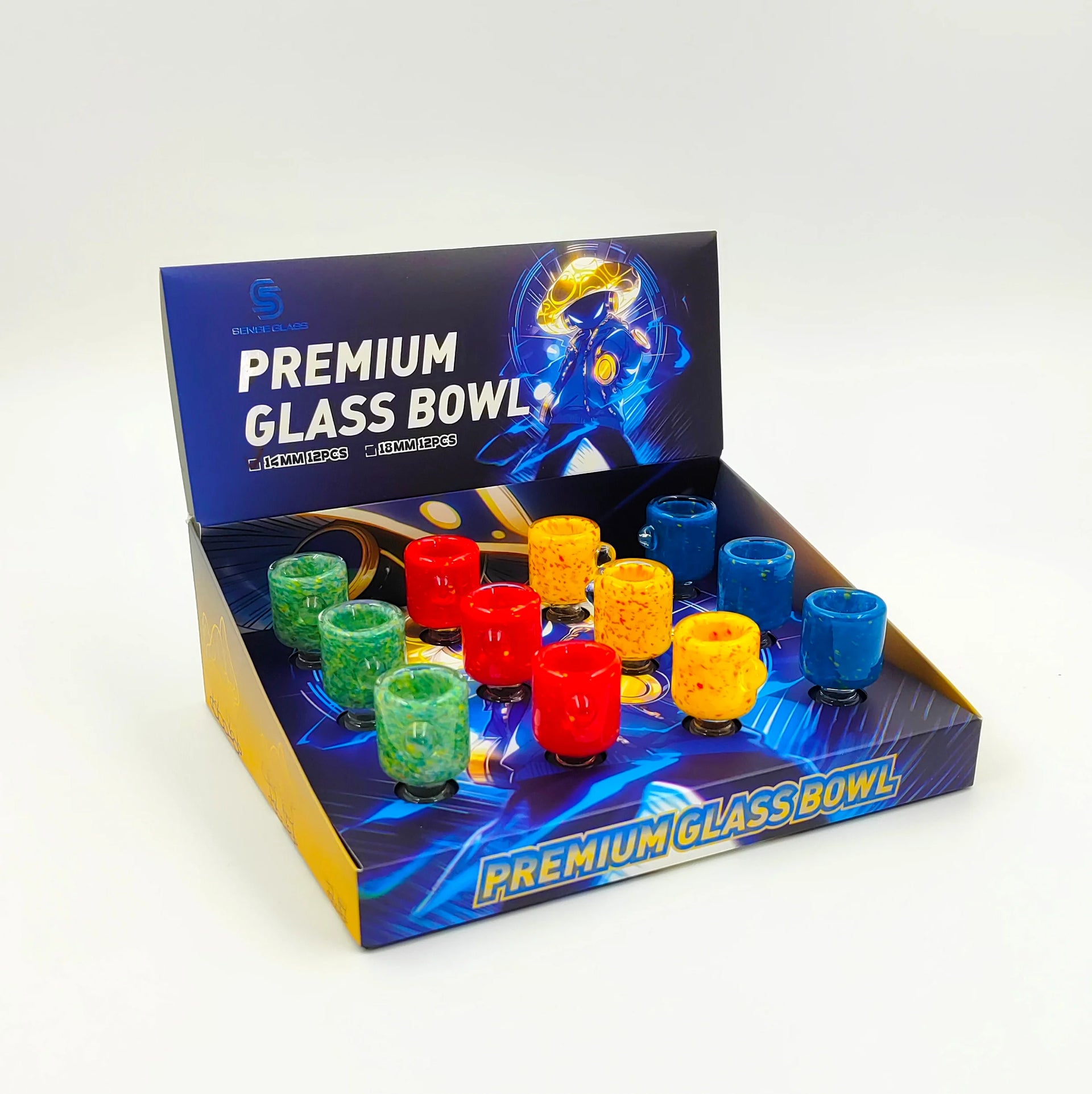 SENSE GLASS PREMIUM GLASS BOWL 14mm MALE 12ct/DISPLAY (SGB-32) 457539