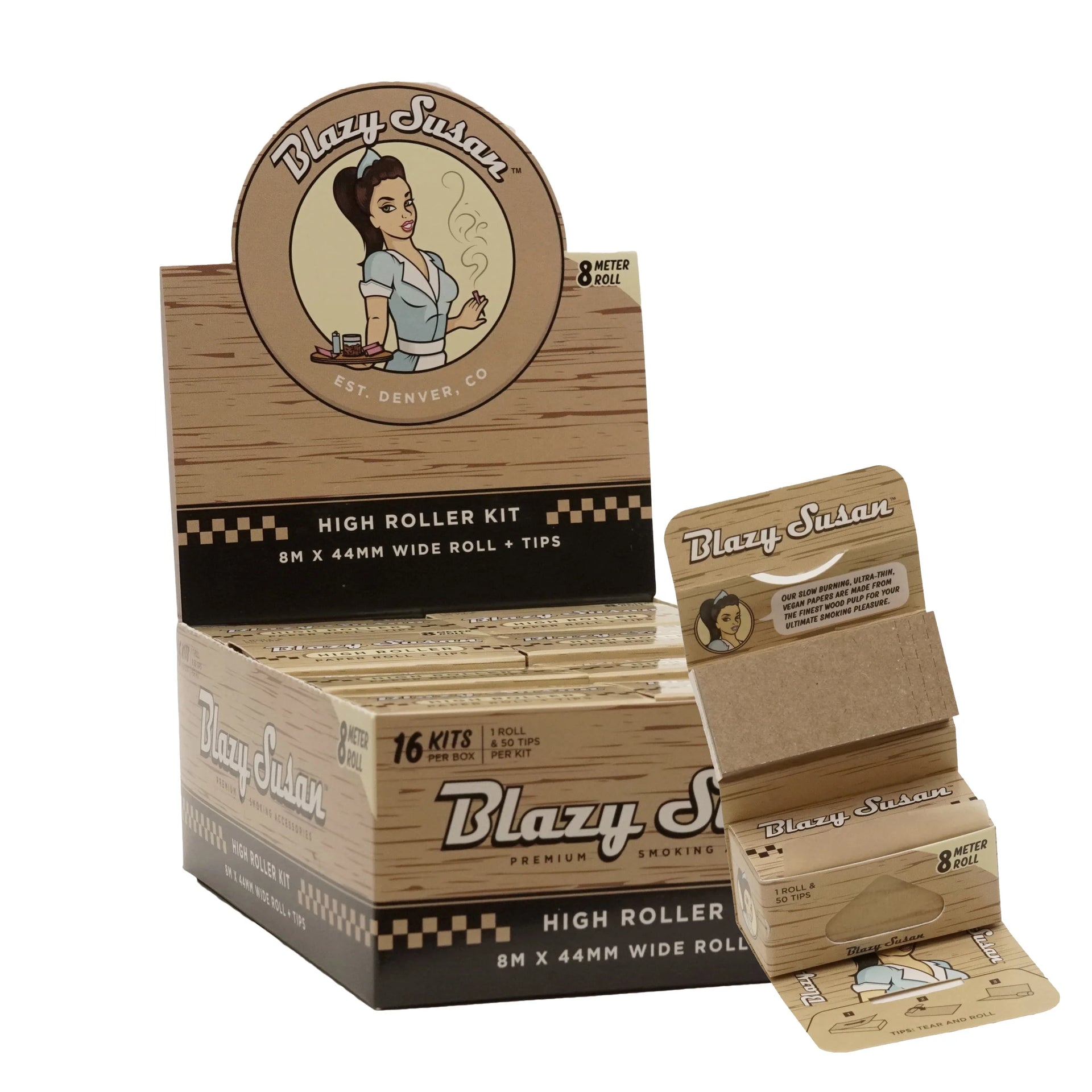 BLAZY SUSAN HIGH ROLLER KIT 8M ROLL 16CT BROWN