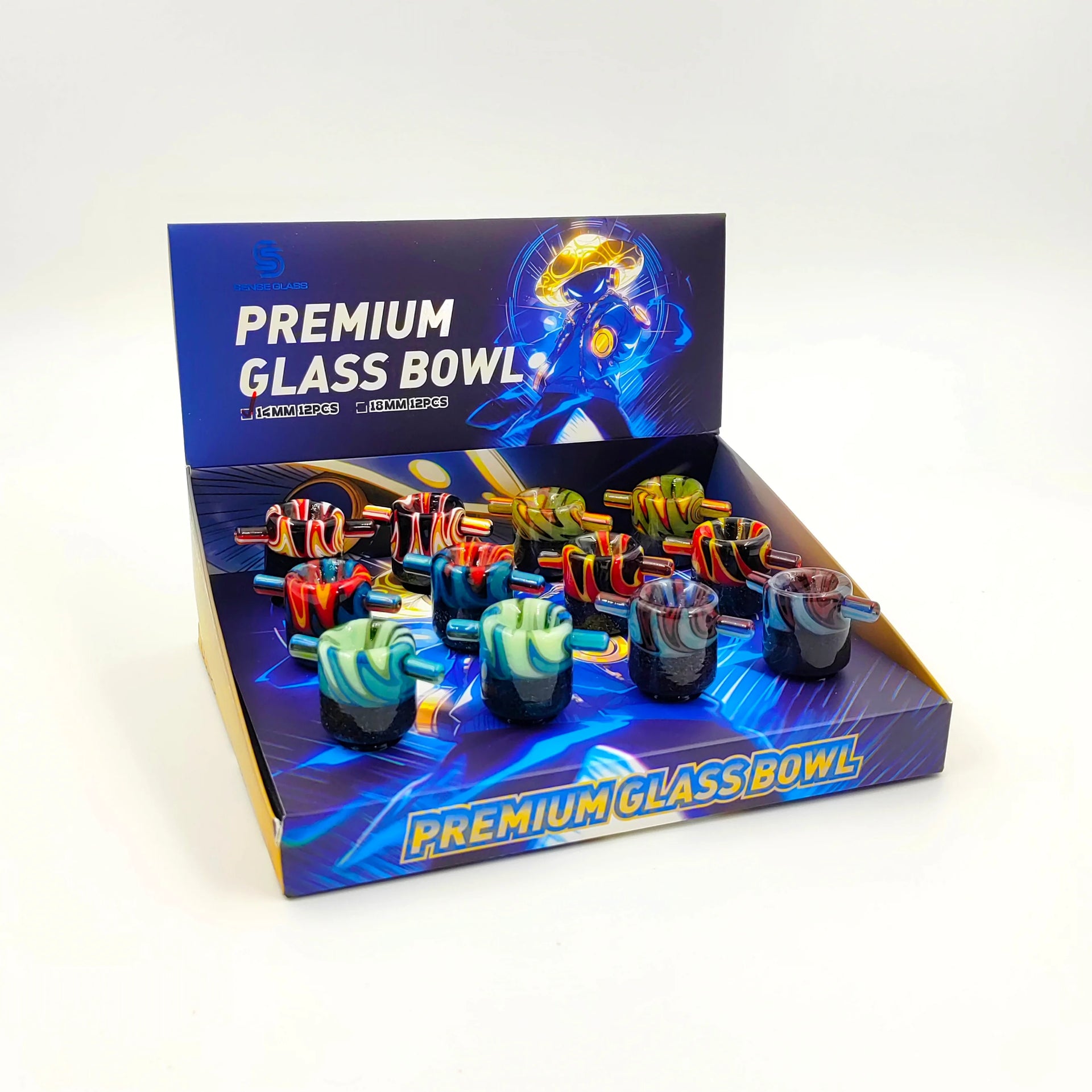 SENSE GLASS PREMIUM GLASS BOWL 14mm MALE 12ct/DISPLAY (SGB-29) 457218