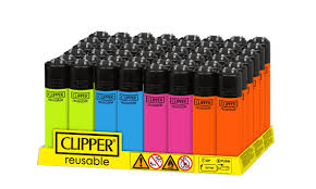 CLIPPER LIGHTER CP22 SOLID FLUO BW 48CT DISPLAY