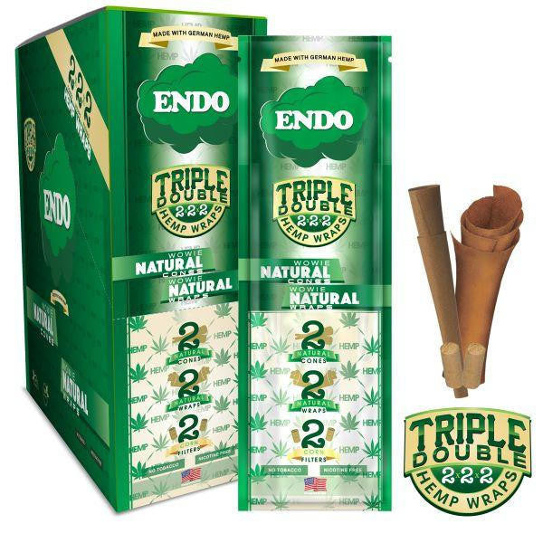 ENDO HEMP WRAPS TRIPLE DOUBLE 2 CONES/2 WRAPS/2 FILTERS 15PK NATURAL