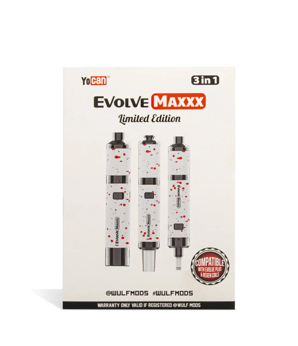 YOCAN WULF EVOLVE MAXXX 3 in 1 VAPORIZER KIT LIMITED EDITION WHITE RED SPLATTER