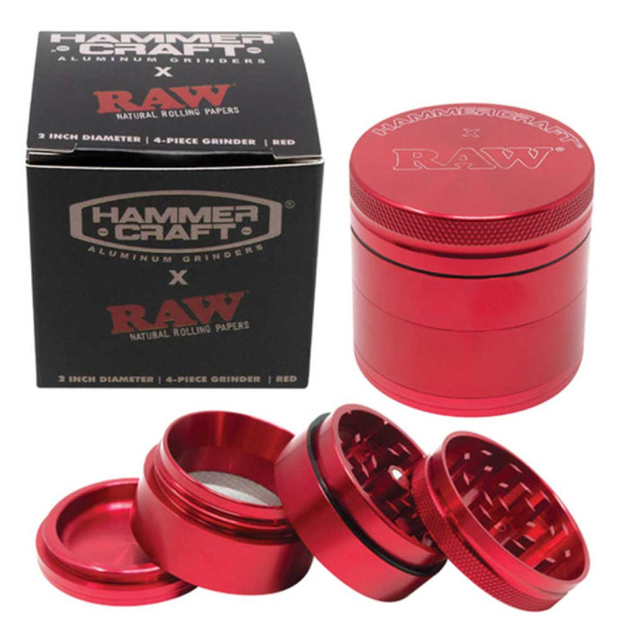 RAW HAMMER CRAFT ALUMINUM GRINDER 4 PART RED
