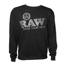 RAW BLACK CREWNECK SWEATSHIRT WITH ZIPPER POCKET 2XLARGE