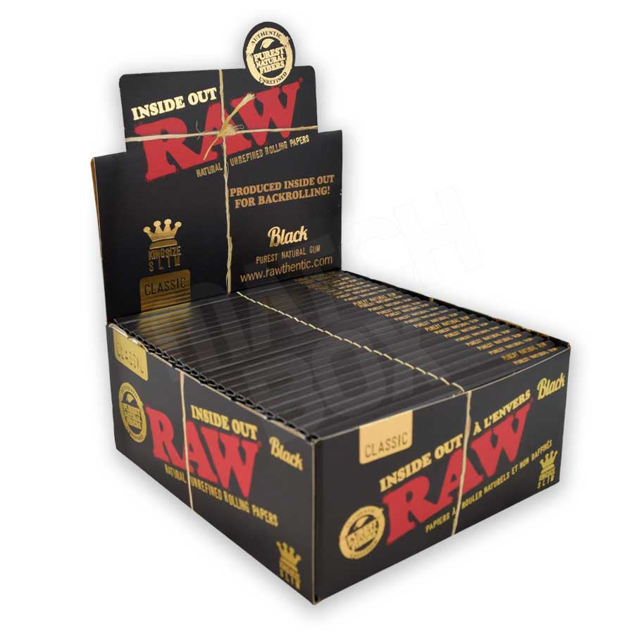 RAW BLACK (INSIDE OUT) KINGSIZE SLIM CLASSIC LIMITED EDITION 50 PACKS/BOX 32 LEAVES/PACK 51811