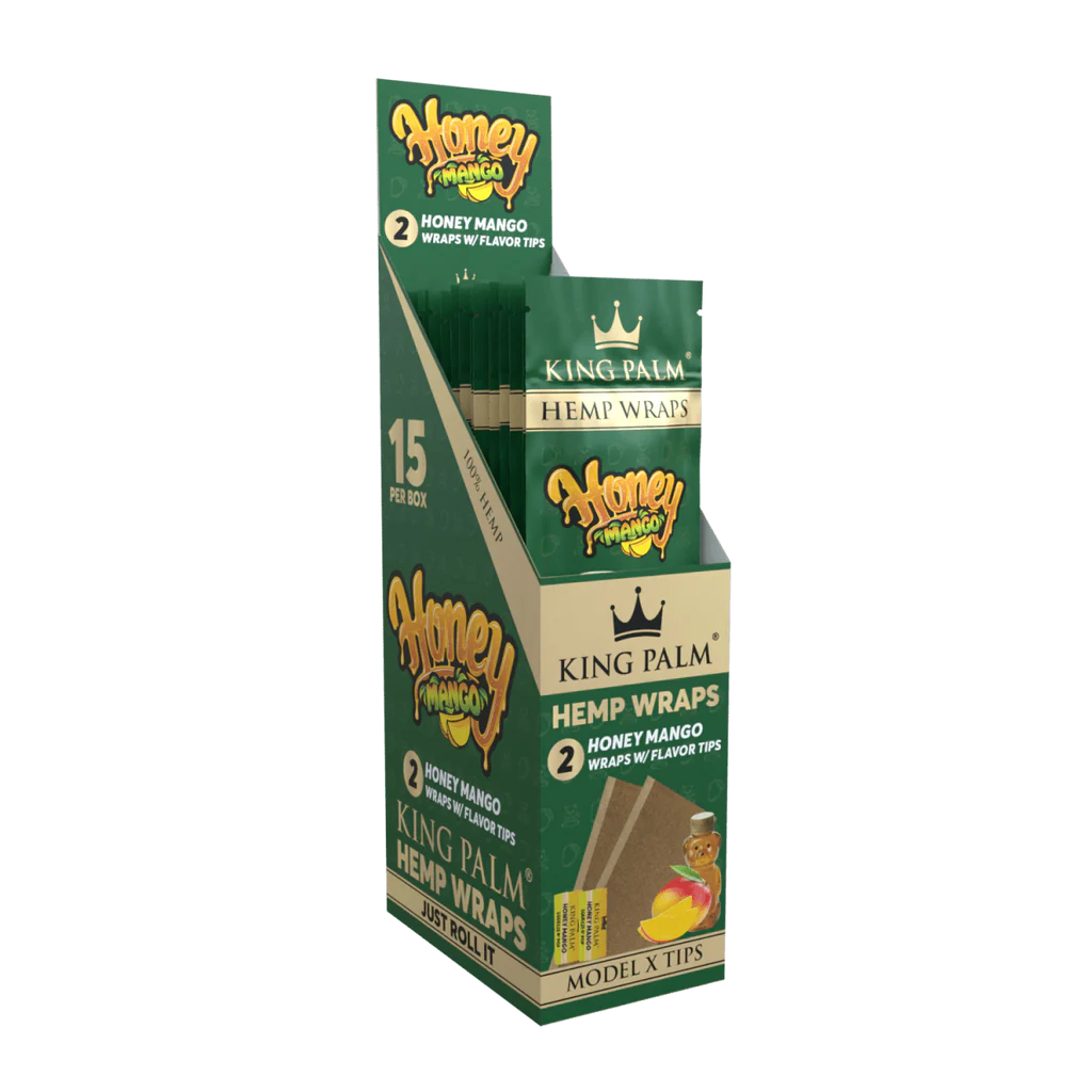 KING PALM HEMP WRAPS W/TIPS 2/PK 15PK/BOX HONEY MANGO