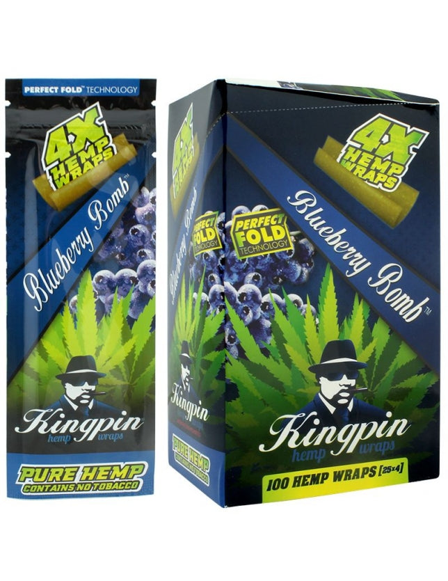 KING PIN HEMP WRAP BLUEBERRY BOMB 4X25/BX