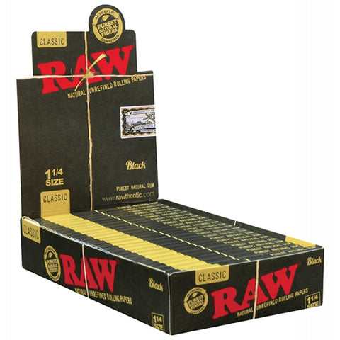 RAW BLACK 1 1/4 CLASSIC 24 PACKS/BOX 50 LEAVES/PACK 50319