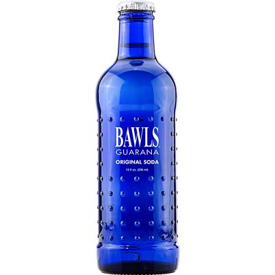 EXOTIC SODA BAWLS HIGH CAFFEINE SODA 10oz. BOTTLE GUARANA ROOT BEER