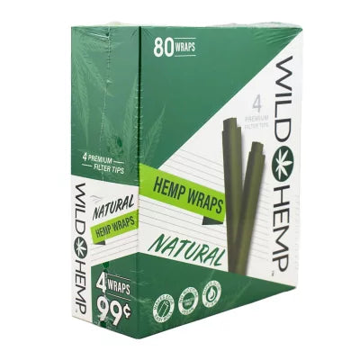 WILD HEMP WRAPS 4/PK 20PK/DISPLAY NATURAL