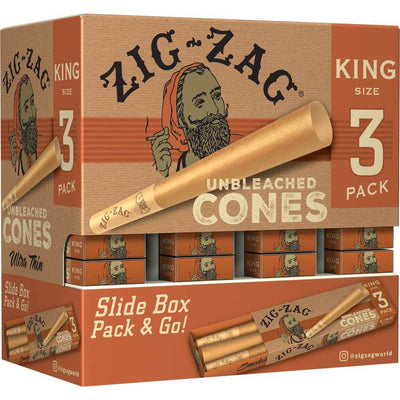 ZIG ZAG UNBLEACHED CONES K/S 3PK SLIDER BOX DISPLAY