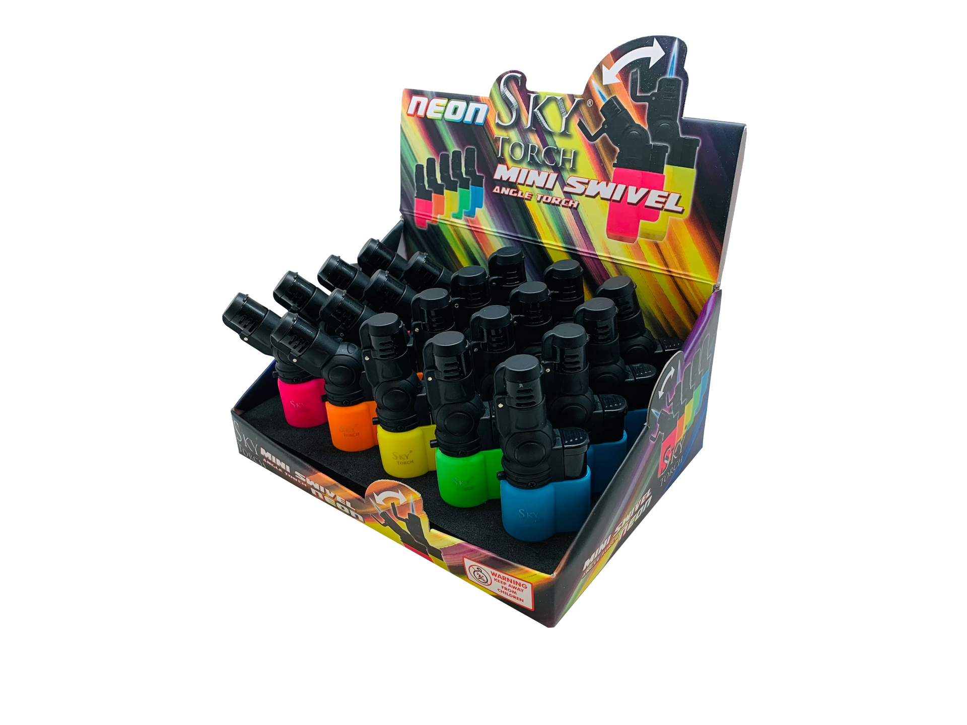 SKY TORCH MINI SWIVEL NEON ANGLE TORCH 20CT/DISPLAY SK605SVN