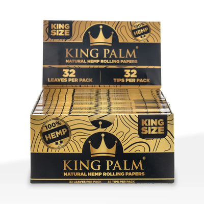 KING PALM NUTURAL HEMP ROLLING PAPERS & FILTER KING SIZE 32CT/PK 32/PK