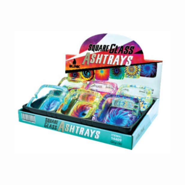 BLINK GLASS ASHTRAY SQUARE TYE DYE