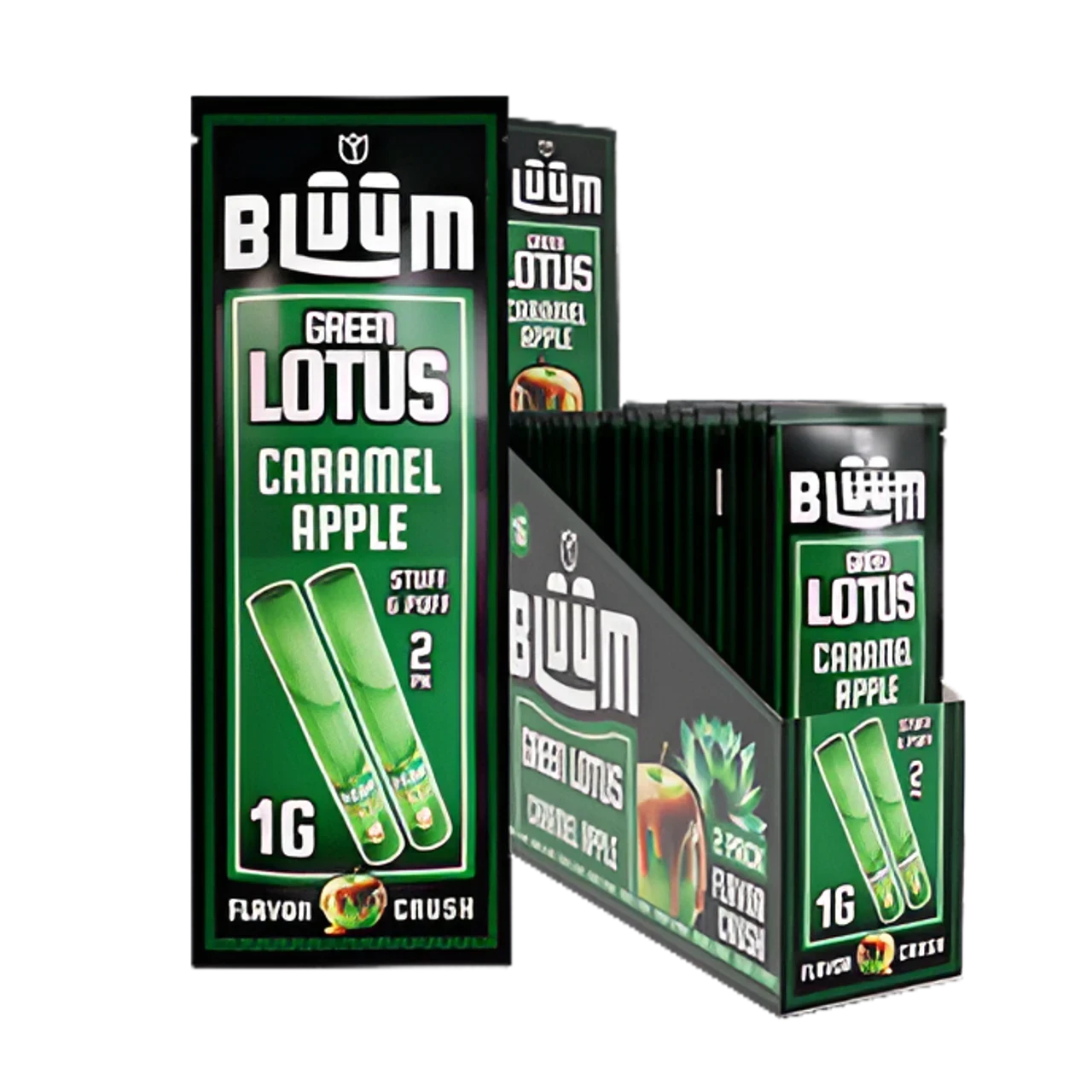 BLUUM ROLLS 1G 2/PK 10PK/BOX GREEN LOTUS (CARAMEL APPLE)