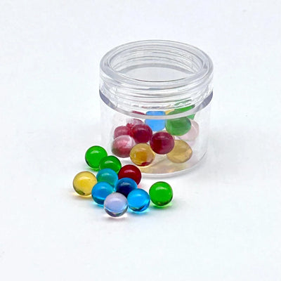 MINI PLASTIC CONTAINER W/6MM TERP BALL 25CT MIX COLORS