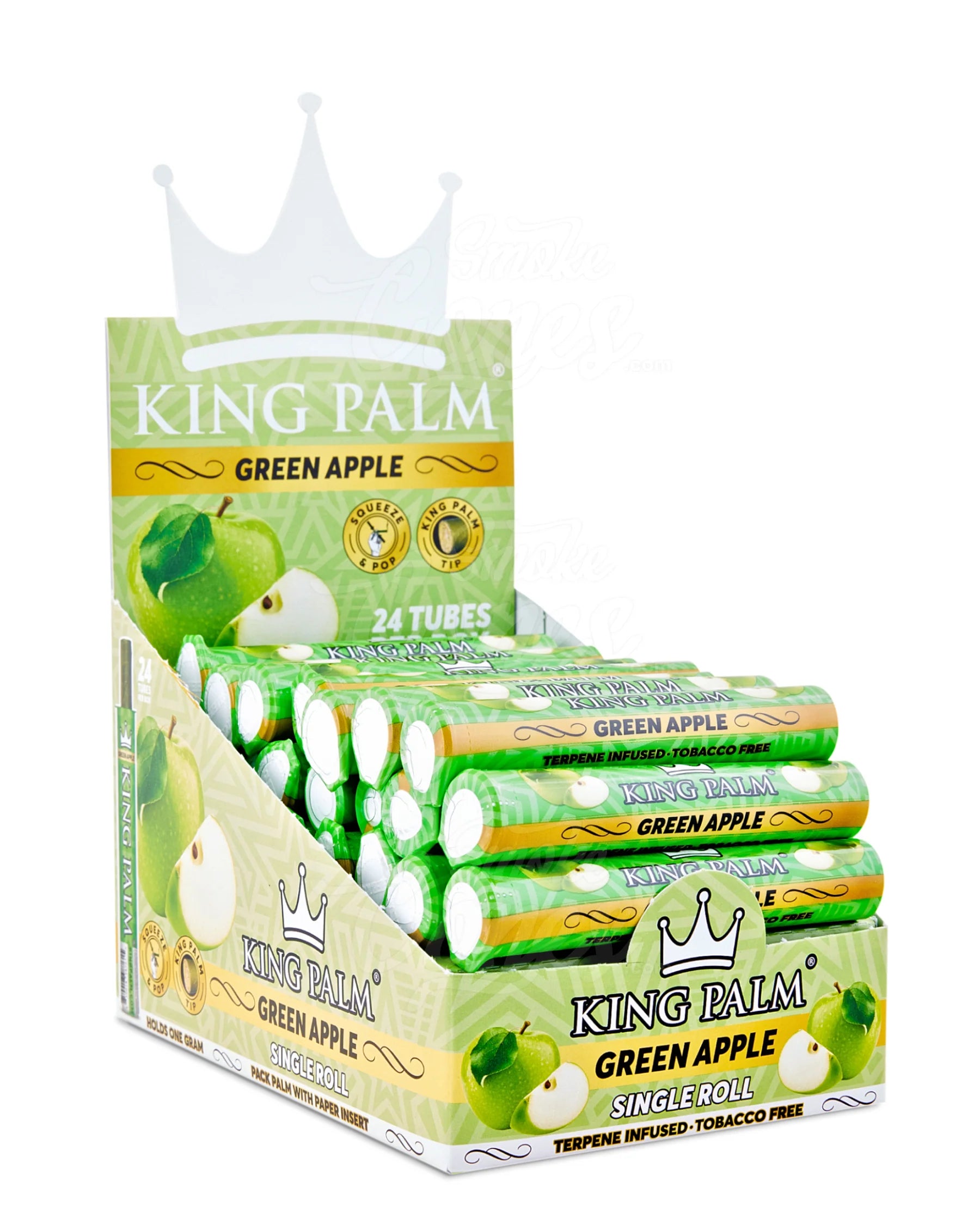 KING PALM MINI TERPENE INFUSED SINGLE ROLL 24/BOX GREEN APPLE