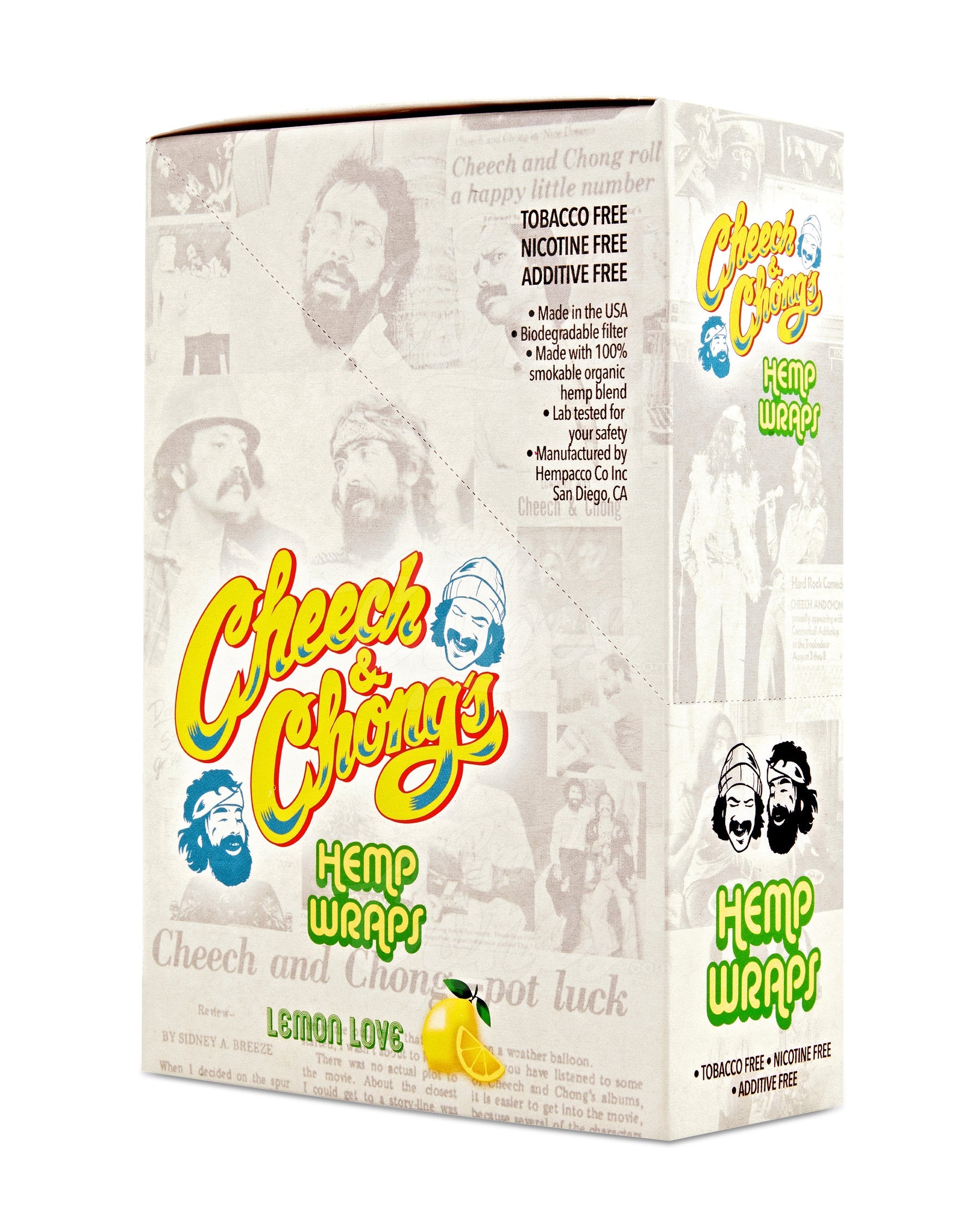 CHEECH & CHONG HEMP WRAPS 2PK 25PK LEMON LOVE