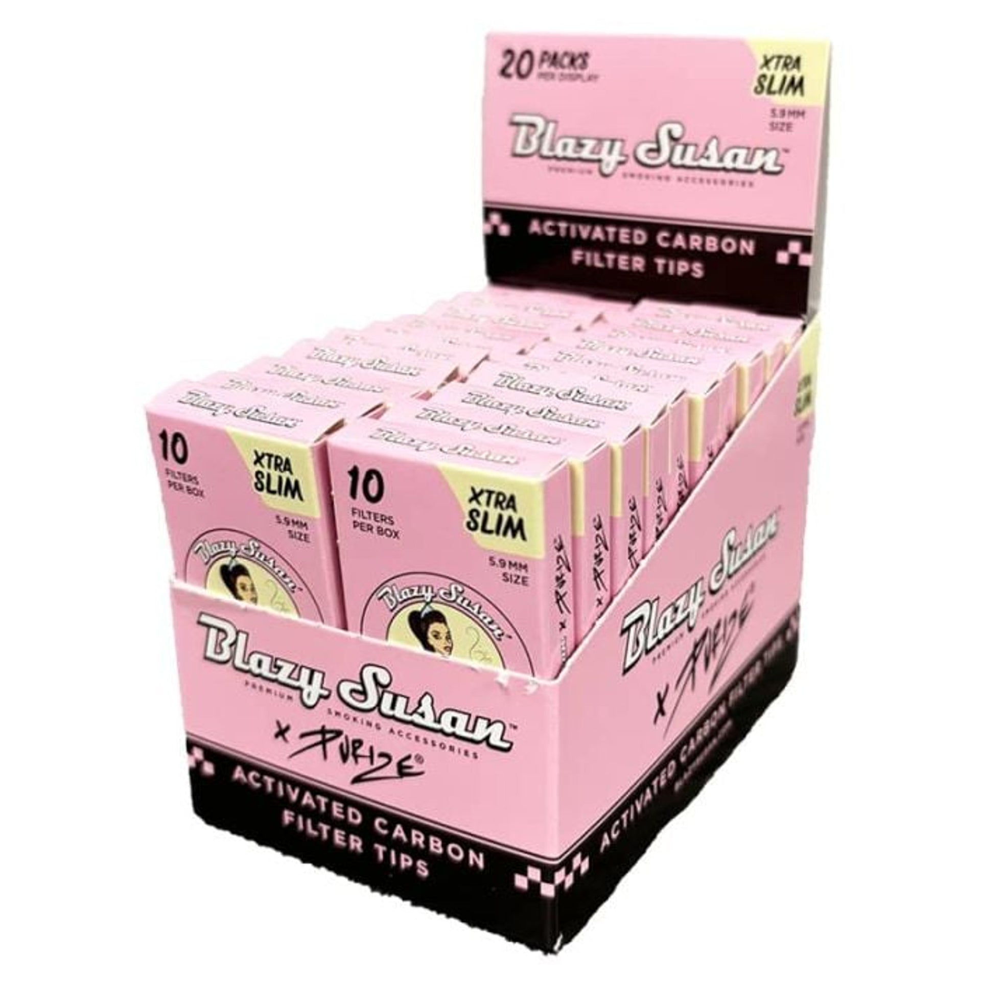 BLAZY SUSAN CONES | PINK PURIZE X BLAZY 5.9MM CARBON FILTER TIPS 20CT BAG
